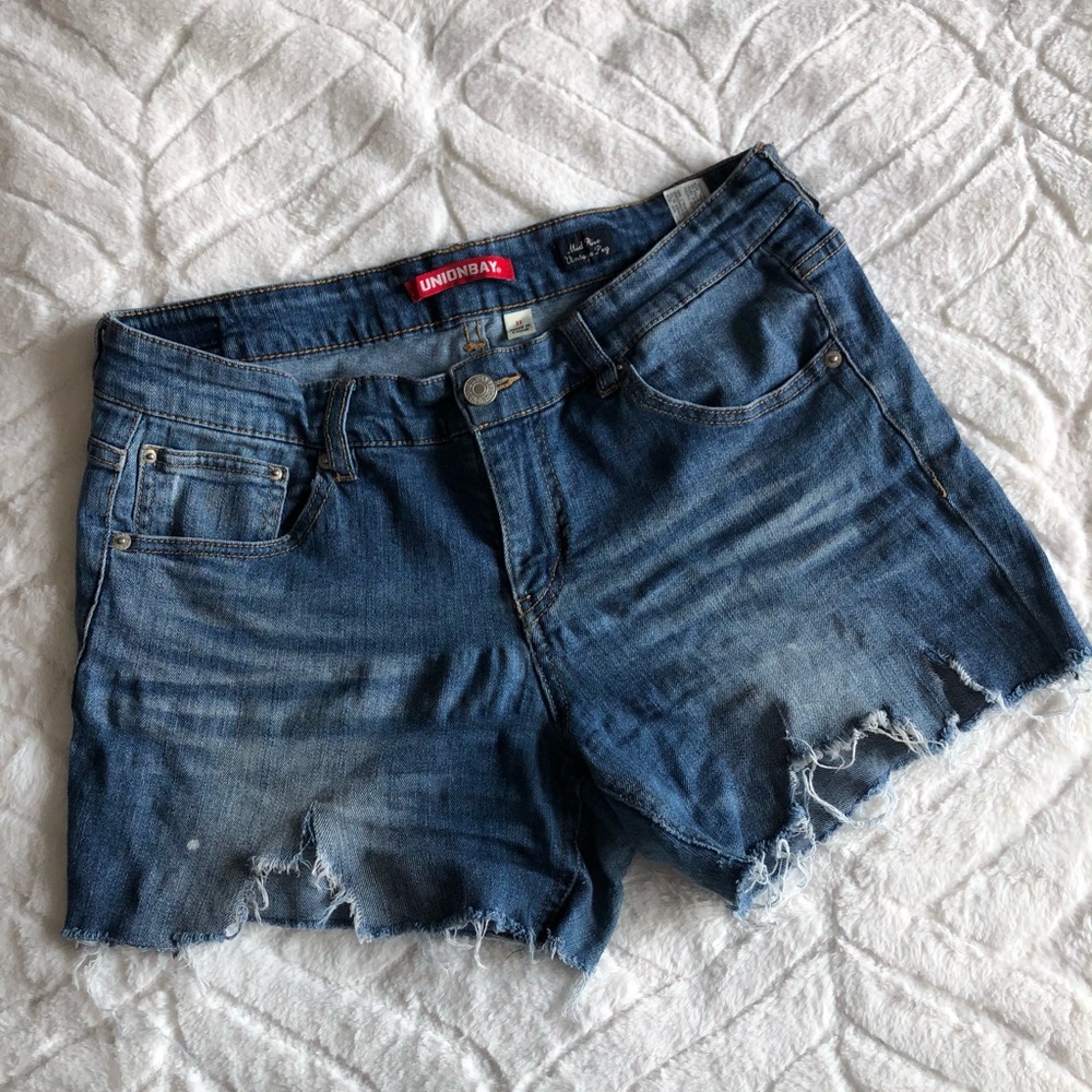 Distressed blue Jean shorts